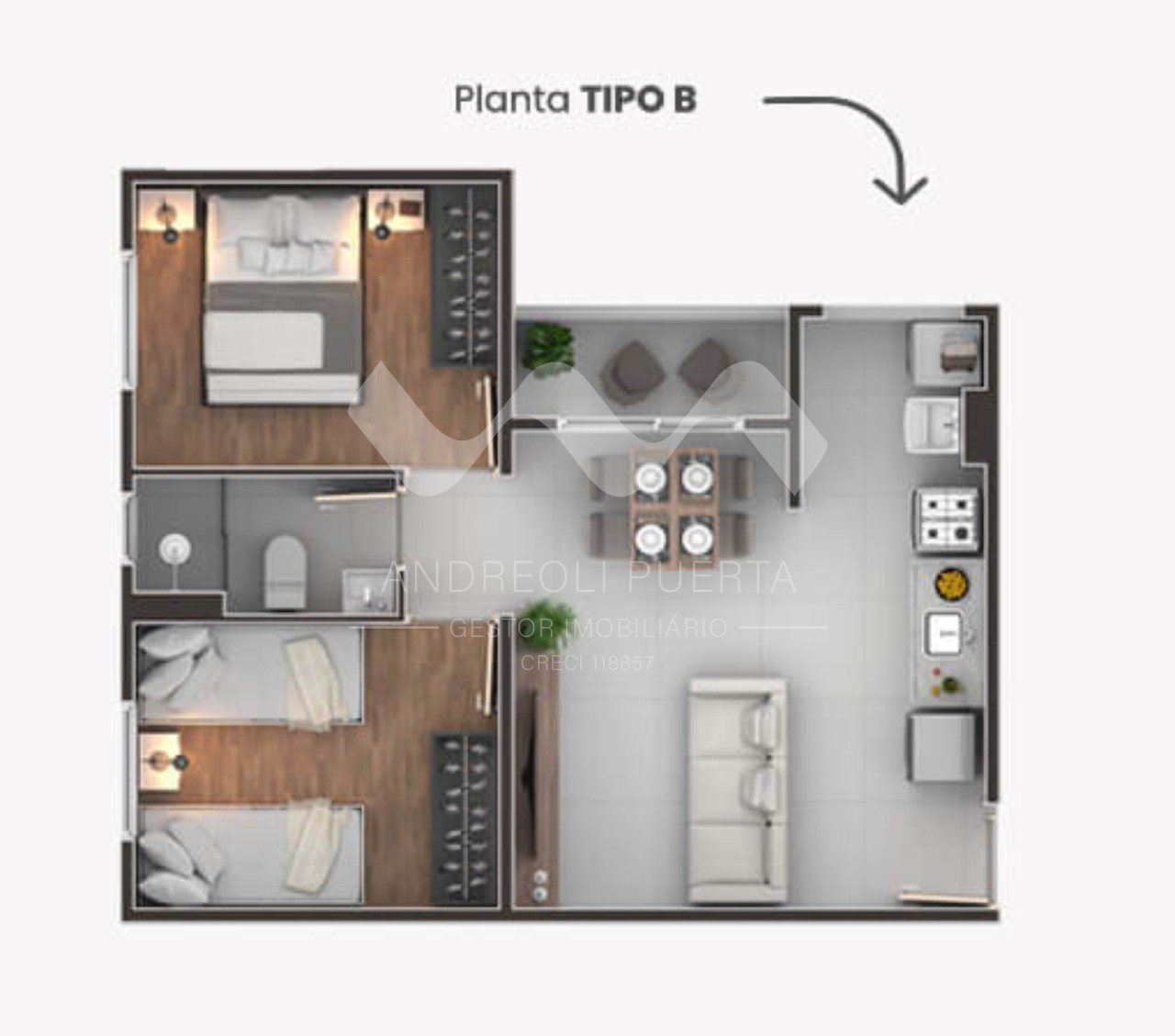 Apartamento à venda com 2 quartos, 46m² - Foto 6