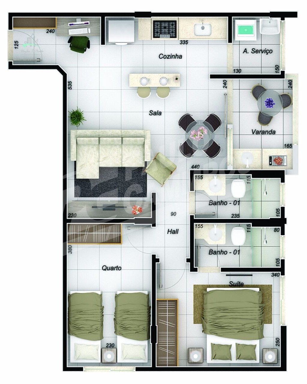 Apartamento à venda com 2 quartos, 58m² - Foto 3