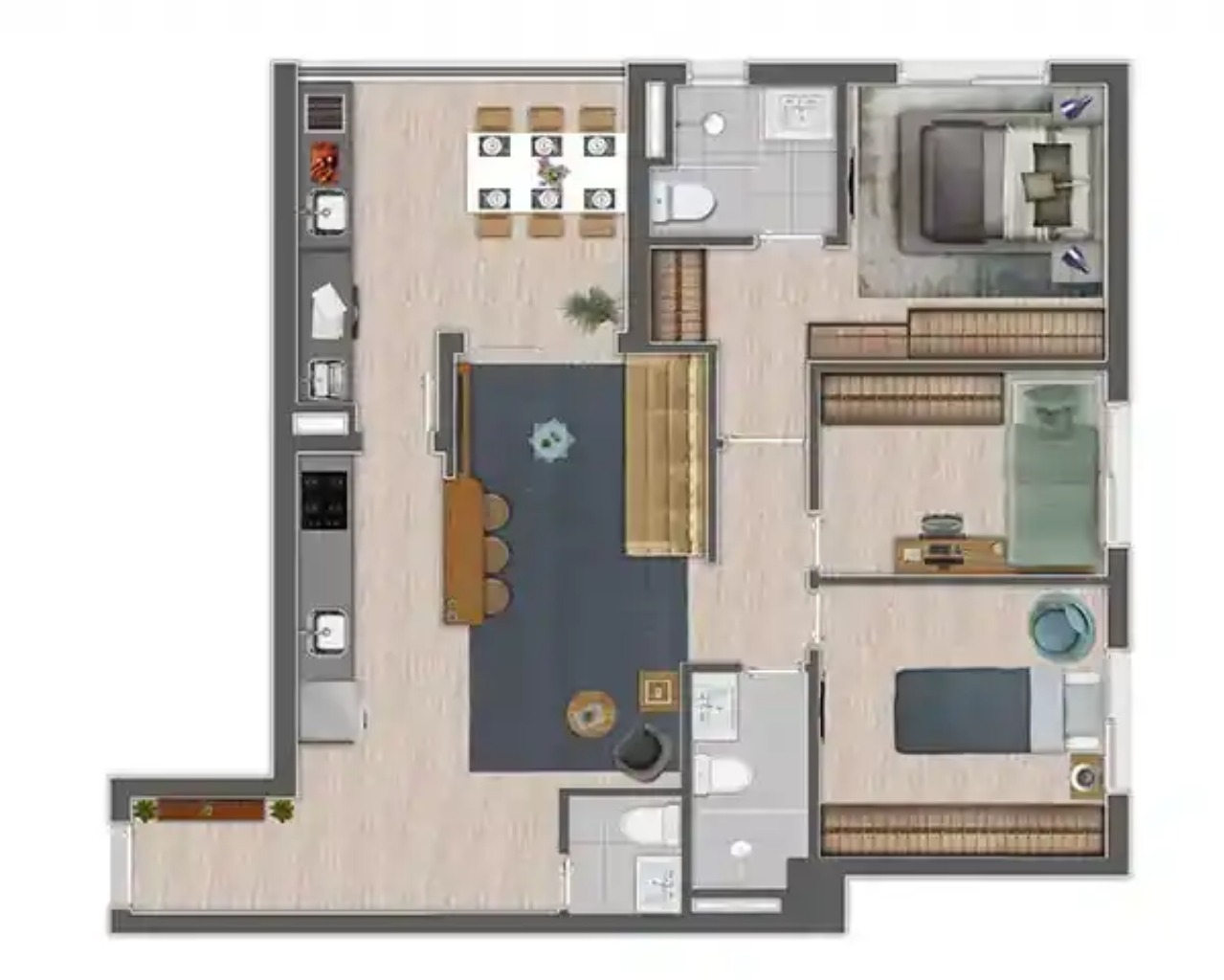 Apartamento à venda com 3 quartos, 75m² - Foto 1