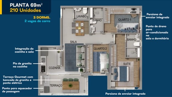 Apartamento à venda com 2 quartos, 69m² - Foto 3