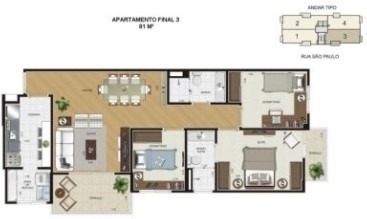 Apartamento à venda com 3 quartos, 81m² - Foto 2