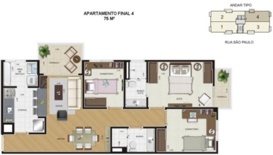 Apartamento à venda com 3 quartos, 75m² - Foto 2