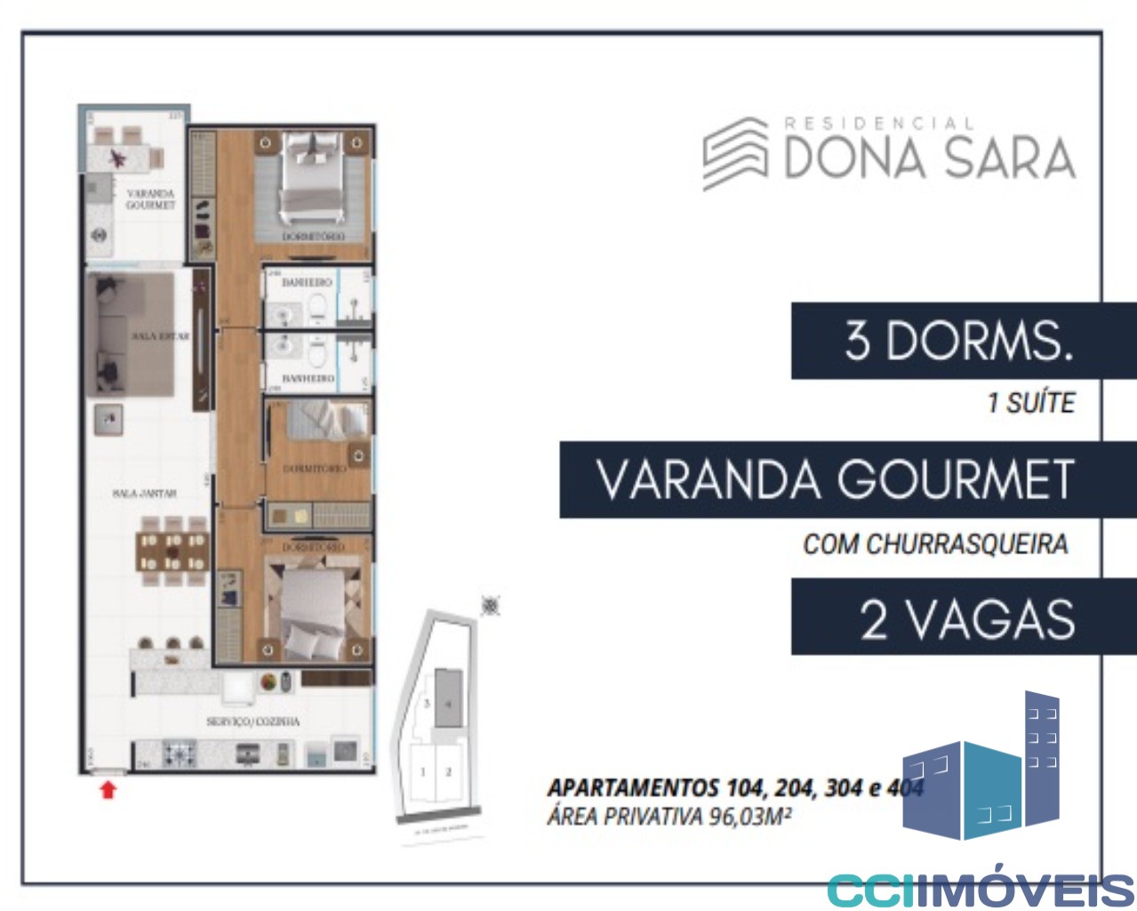 Apartamento à venda com 3 quartos, 95m² - Foto 2