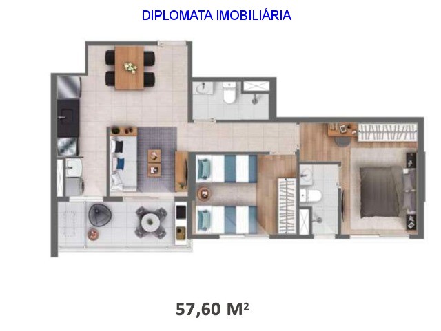 Apartamento à venda com 2 quartos, 57m² - Foto 1