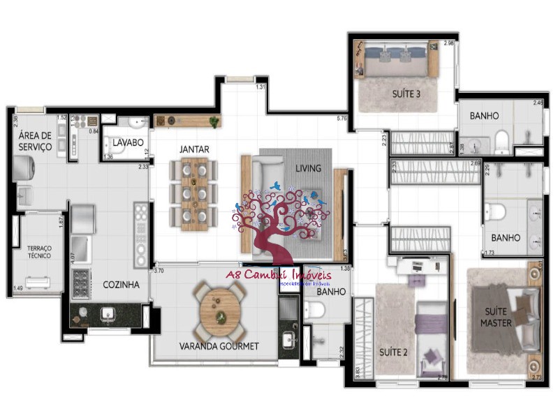 Apartamento à venda com 3 quartos, 115m² - Foto 2