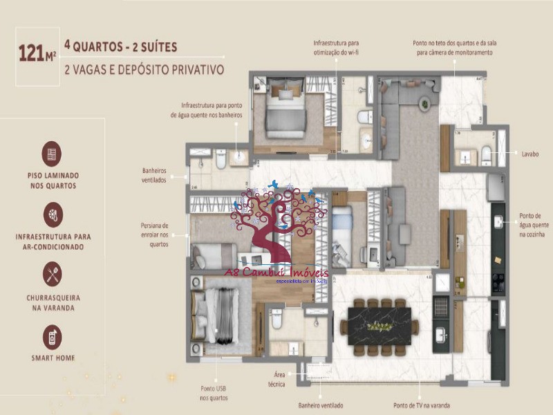 Apartamento à venda com 3 quartos, 121m² - Foto 8