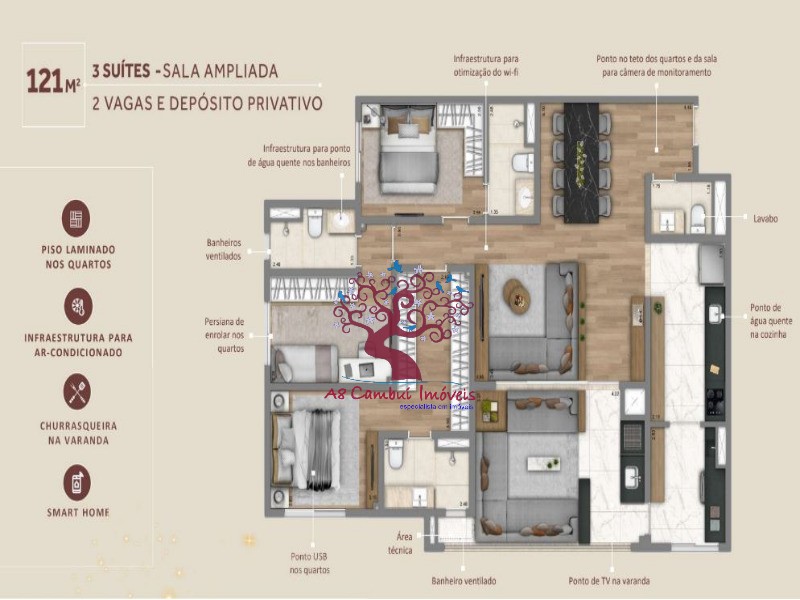 Apartamento à venda com 3 quartos, 121m² - Foto 7