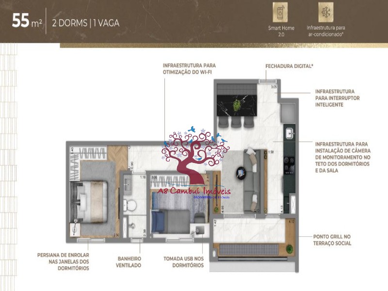 Apartamento à venda com 2 quartos, 66m² - Foto 3