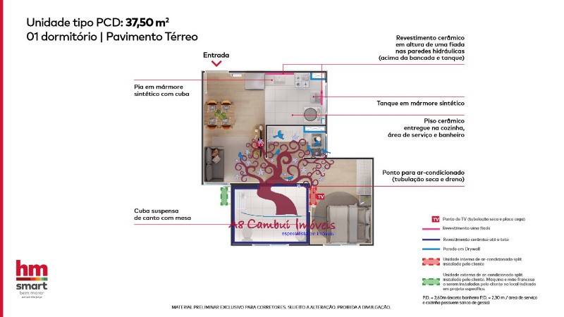 Apartamento à venda com 2 quartos, 37m² - Foto 6