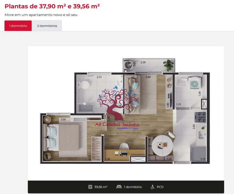 Apartamento à venda com 2 quartos, 39m² - Foto 4