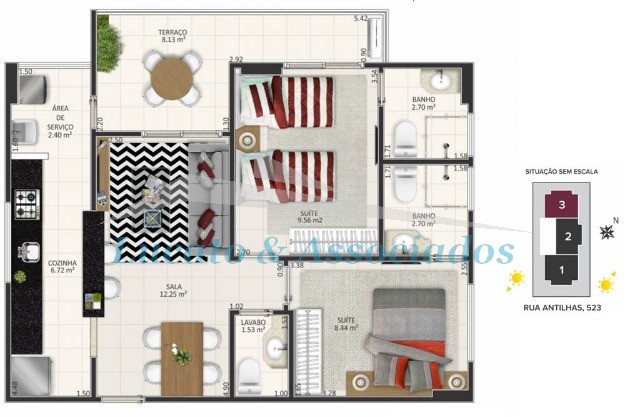 Apartamento à venda com 2 quartos, 62m² - Foto 2