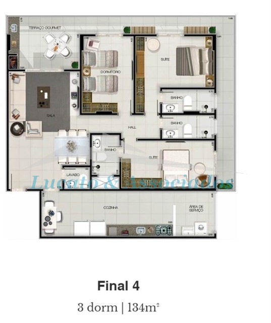 Apartamento à venda com 3 quartos, 134m² - Foto 2