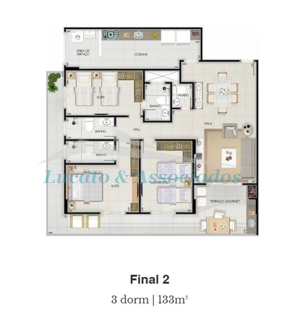 Apartamento à venda com 3 quartos, 133m² - Foto 3