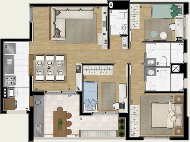 Apartamento para alugar com 3 quartos, 91m² - Foto 8