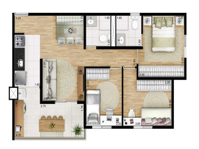 Apartamento à venda com 3 quartos, 66m² - Foto 1