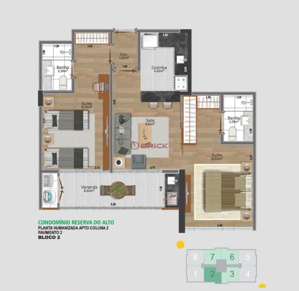 Apartamento à venda com 2 quartos, 59m² - Foto 2