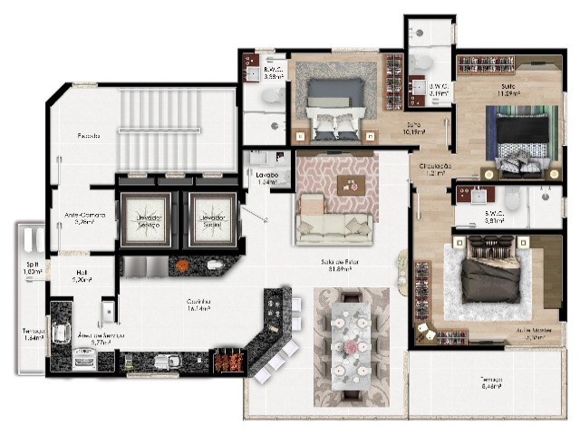 Apartamento à venda com 3 quartos, 118m² - Foto 3