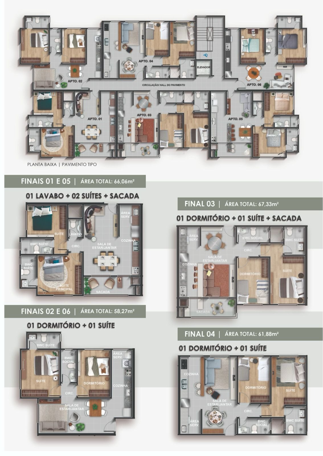 Apartamento à venda com 2 quartos, 66m² - Foto 2