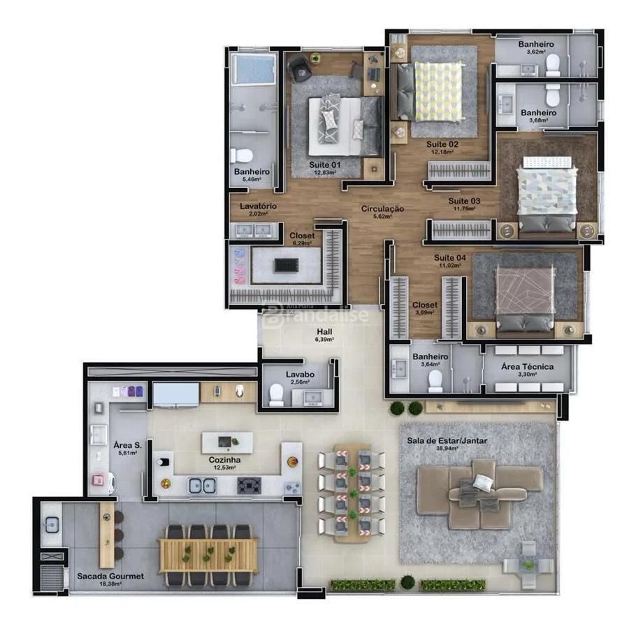 Apartamento à venda com 4 quartos, 188m² - Foto 14