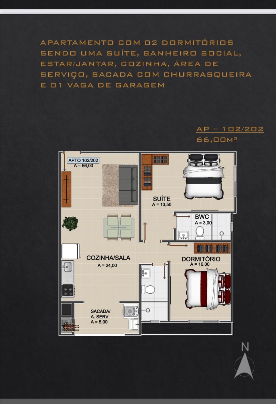 Apartamento à venda com 2 quartos, 66m² - Foto 4