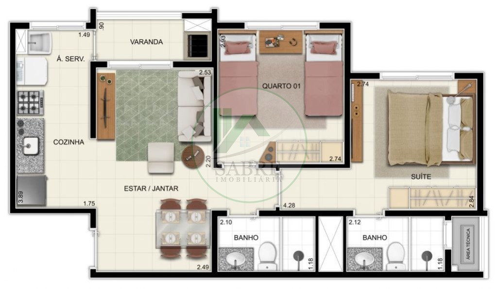 Apartamento à venda com 2 quartos, 53m² - Foto 7