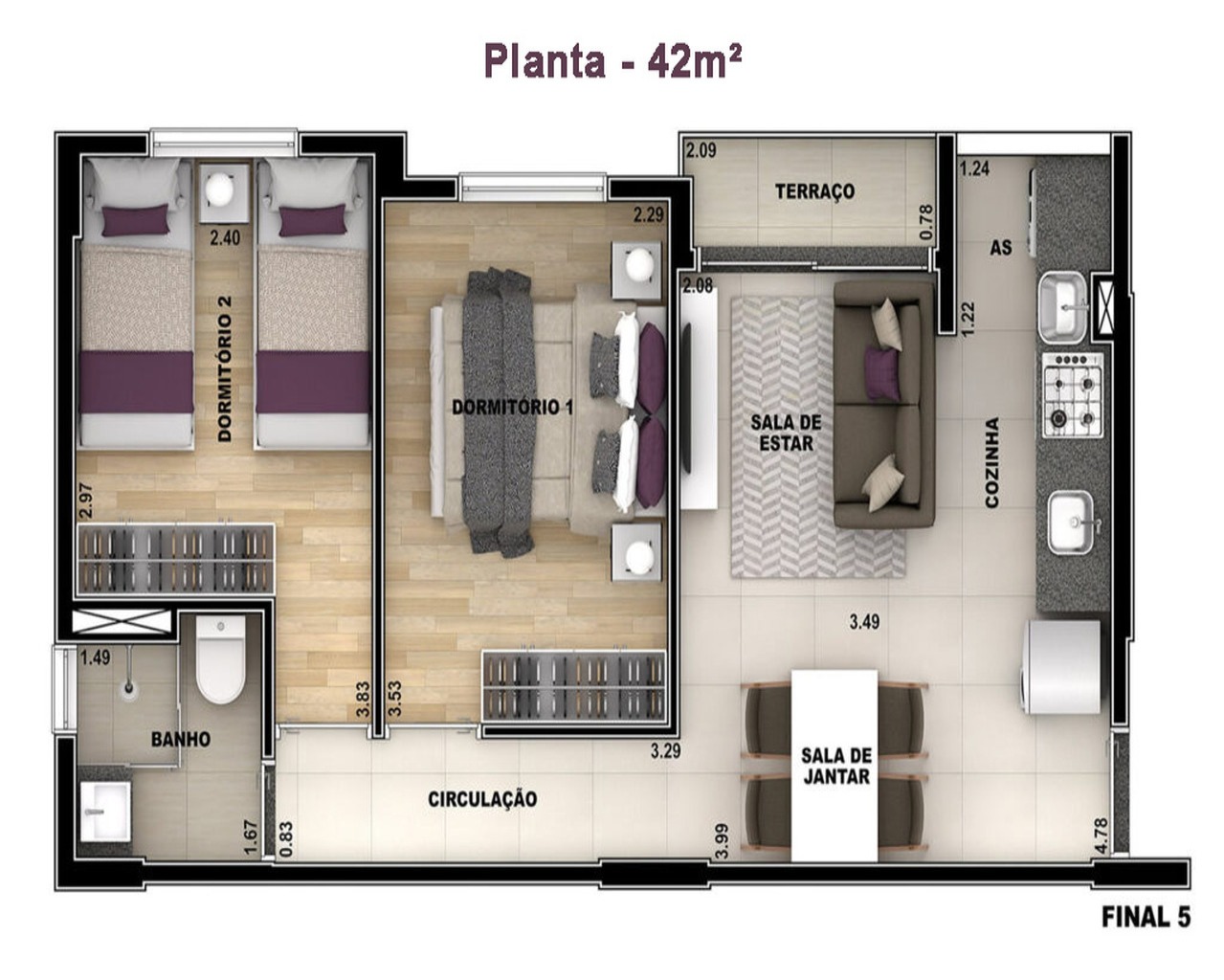 Apartamento à venda com 2 quartos, 42m² - Foto 3