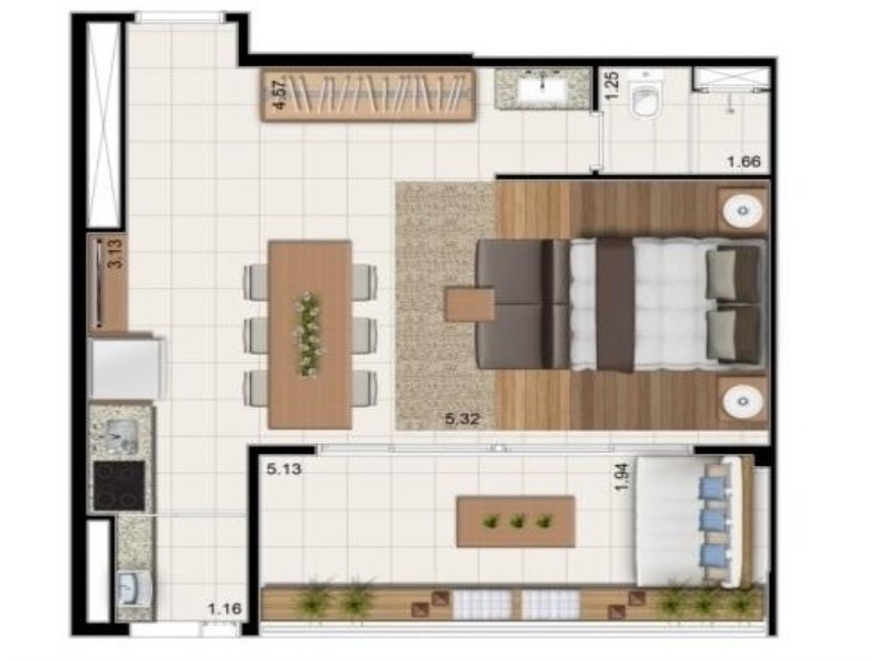 Apartamento para alugar com 1 quarto, 52m² - Foto 3