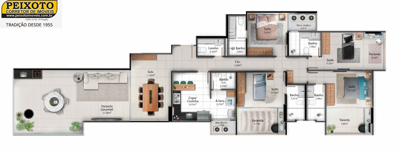 Apartamento à venda com 3 quartos, 105m² - Foto 3