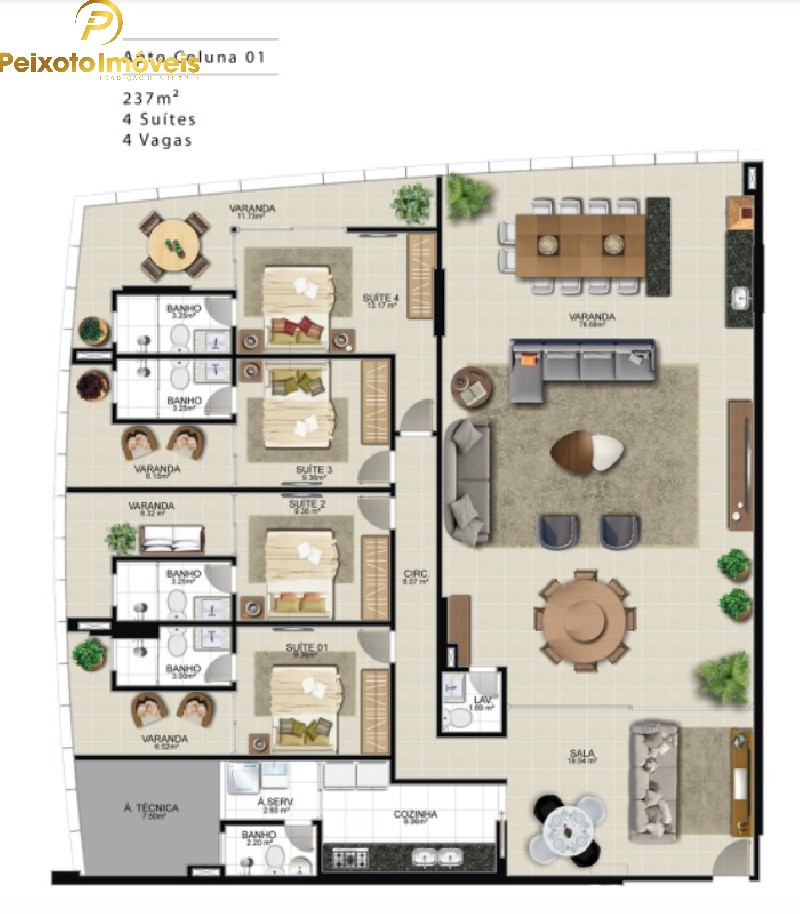Apartamento, 4 quartos, 237 m² - Foto 1