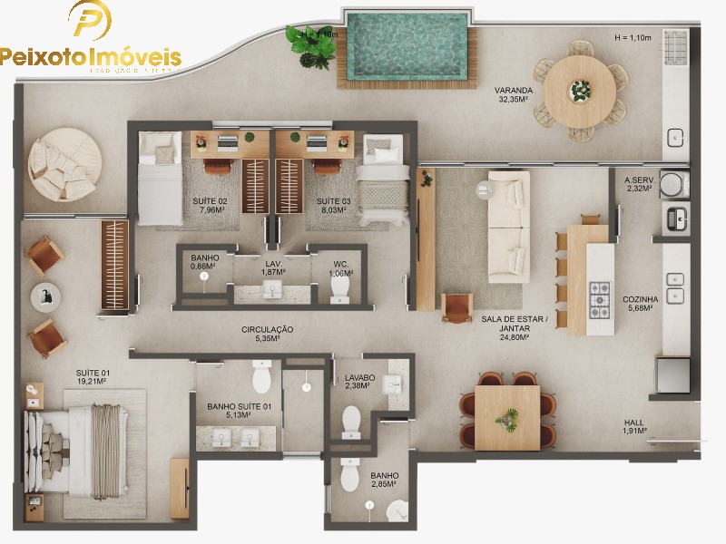 Apartamento, 3 quartos, 137 m² - Foto 1