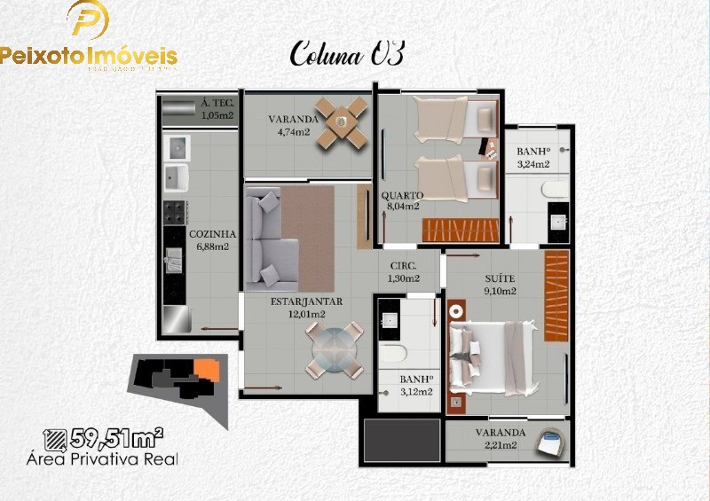 Apartamento, 2 quartos, 60 m² - Foto 1
