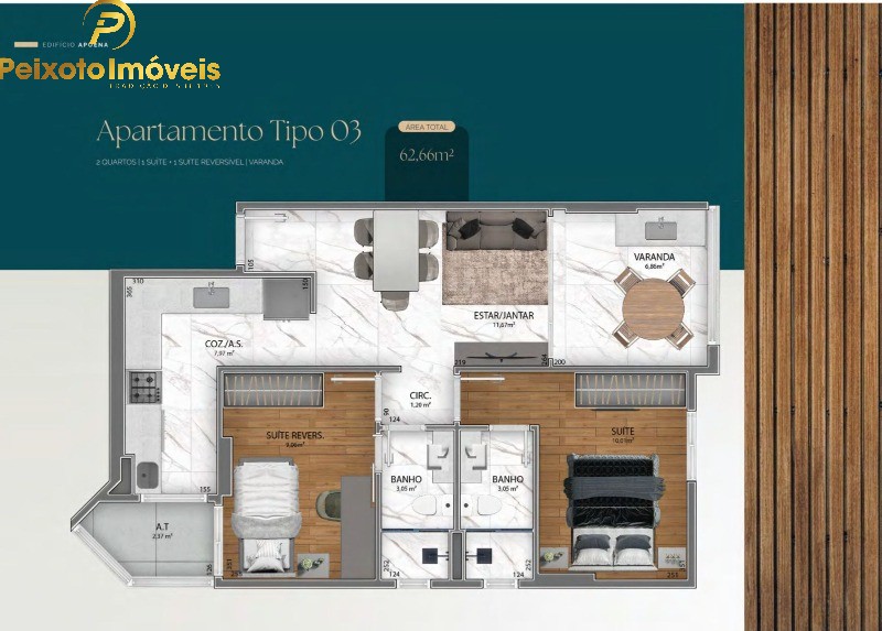 Apartamento, 2 quartos, 63 m² - Foto 1