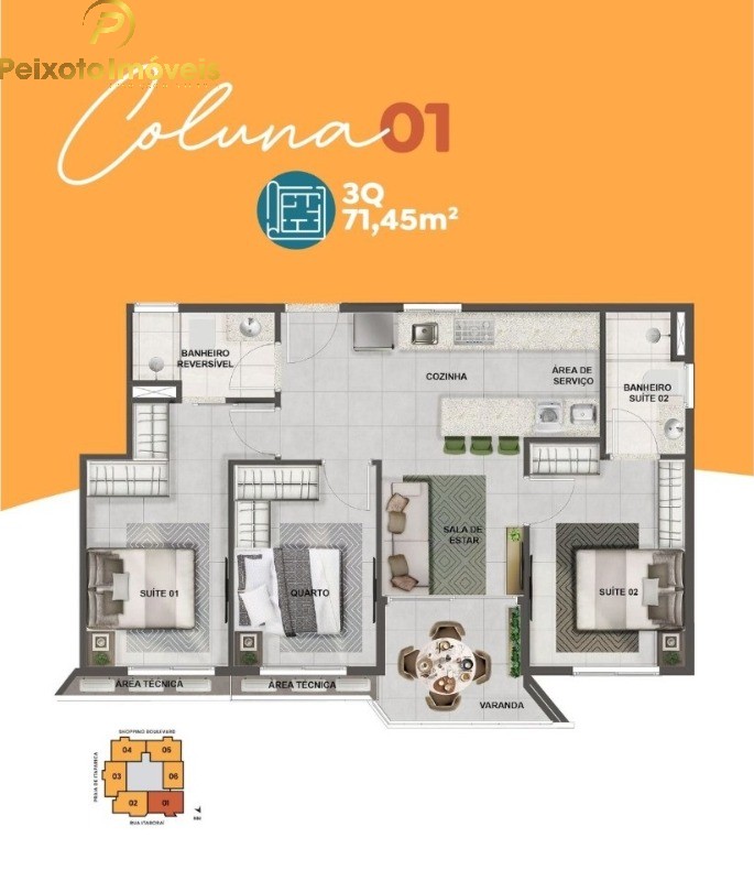 Apartamento, 3 quartos, 71 m² - Foto 1