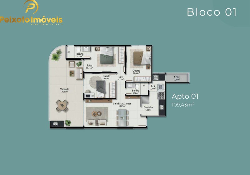 Apartamento, 3 quartos, 109 m² - Foto 1