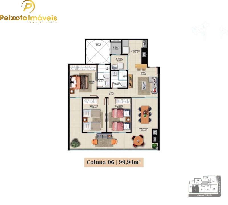 Apartamento, 3 quartos, 100 m² - Foto 1
