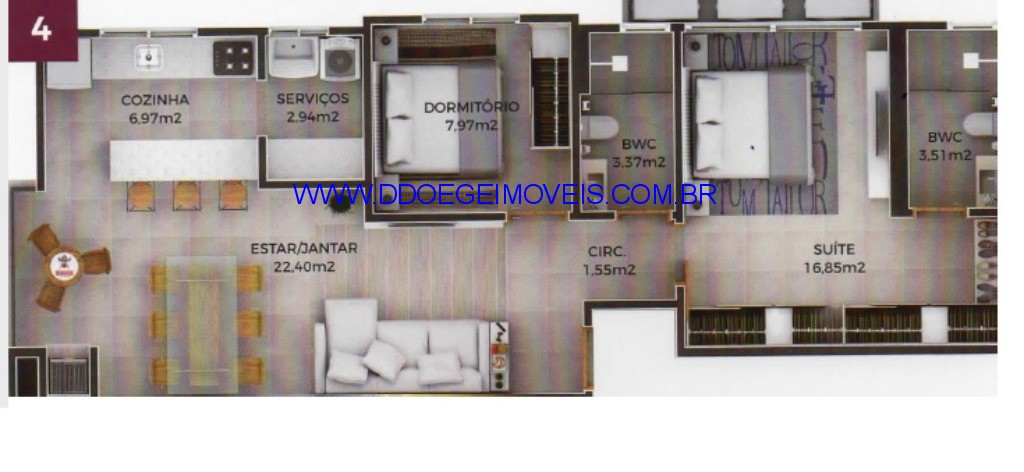 Apartamento à venda com 2 quartos, 67m² - Foto 6