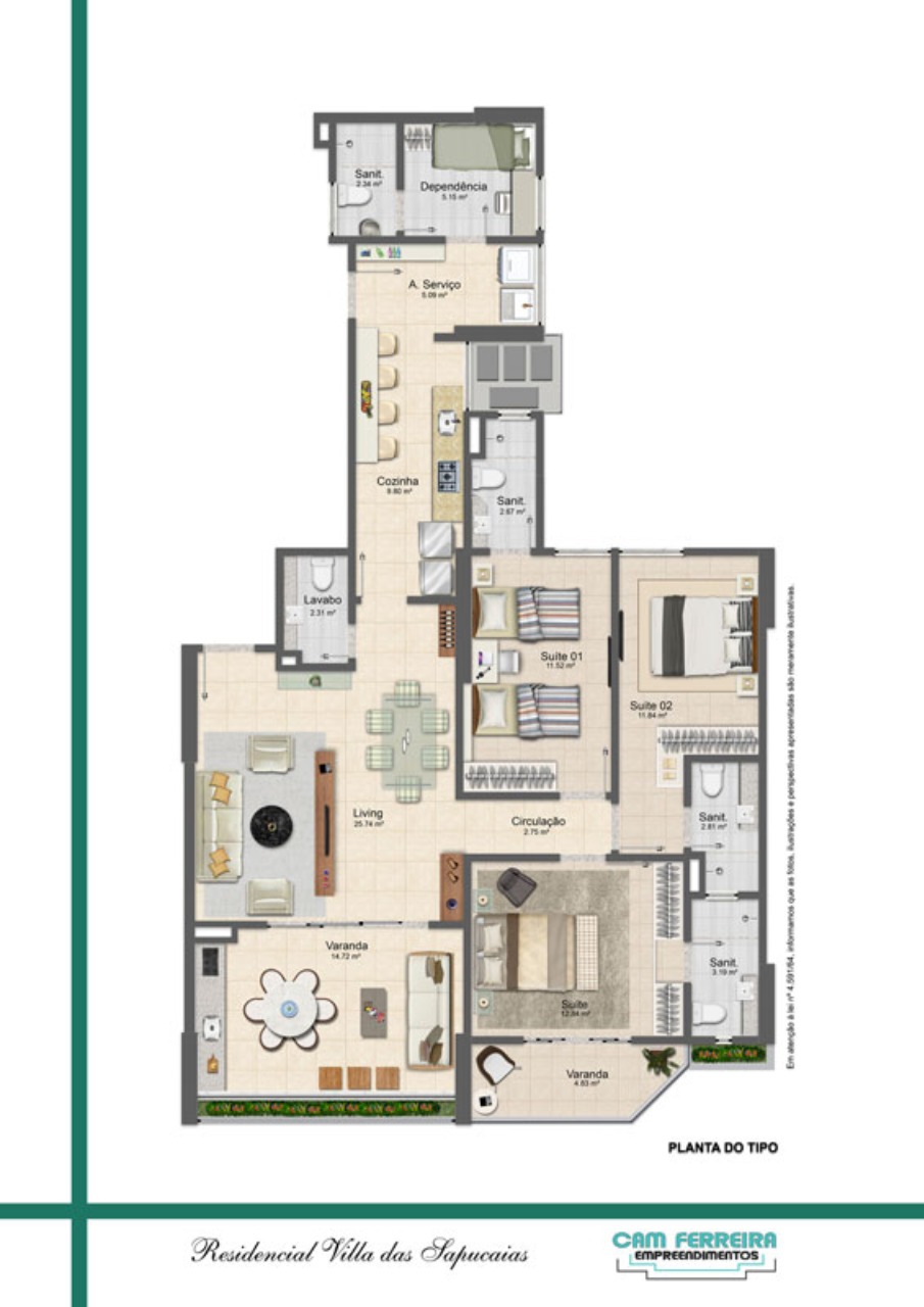 Apartamento à venda com 3 quartos, 142m² - Foto 4