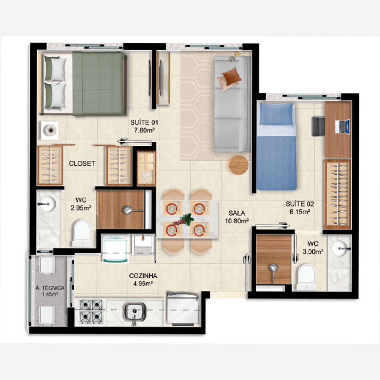 Apartamento à venda com 2 quartos, 36m² - Foto 8