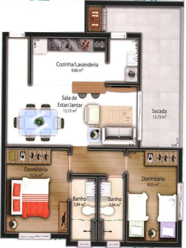 Apartamento à venda com 2 quartos, 74m² - Foto 3