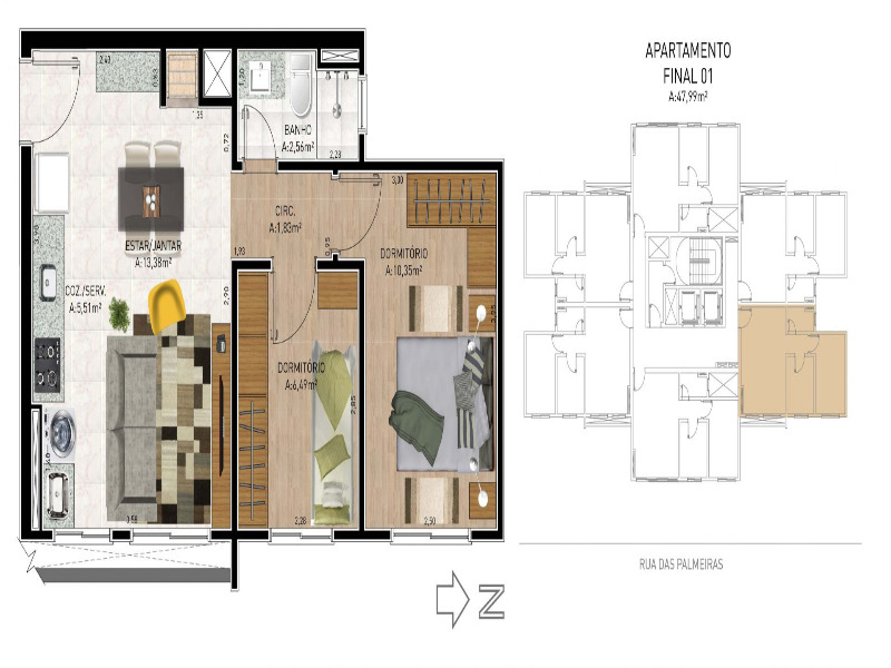 Apartamento à venda com 2 quartos, 48m² - Foto 6