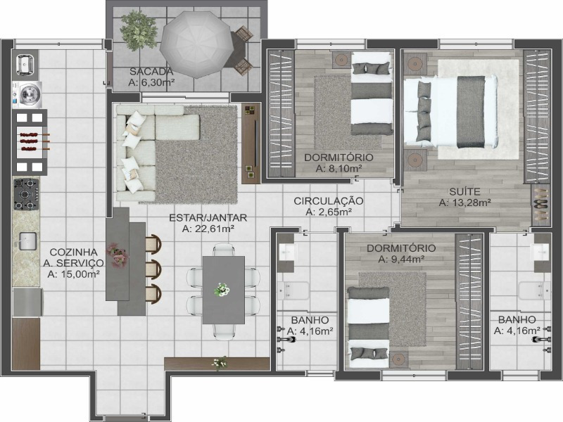 Apartamento à venda com 3 quartos, 100m² - Foto 16