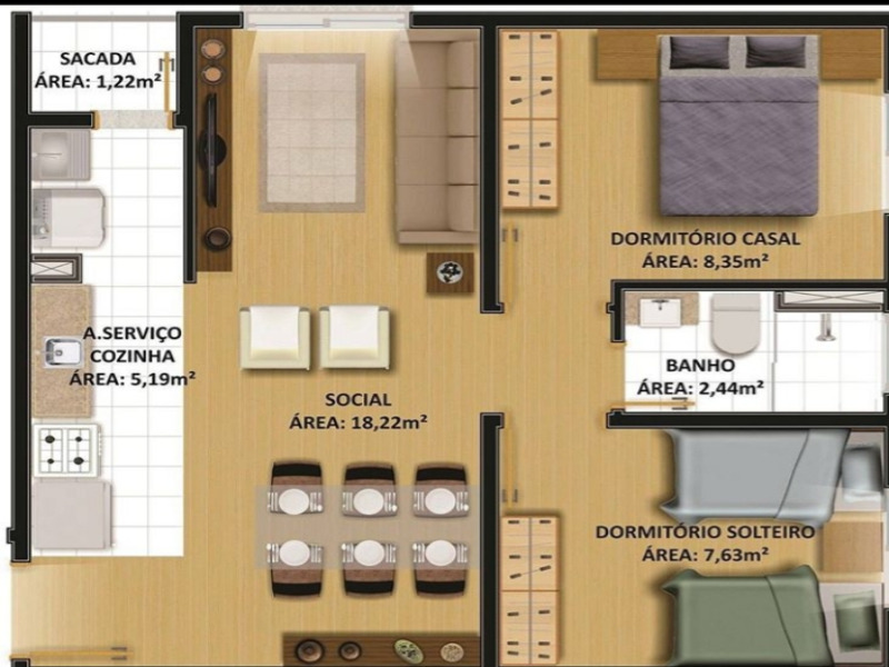 Apartamento à venda com 2 quartos, 49m² - Foto 3