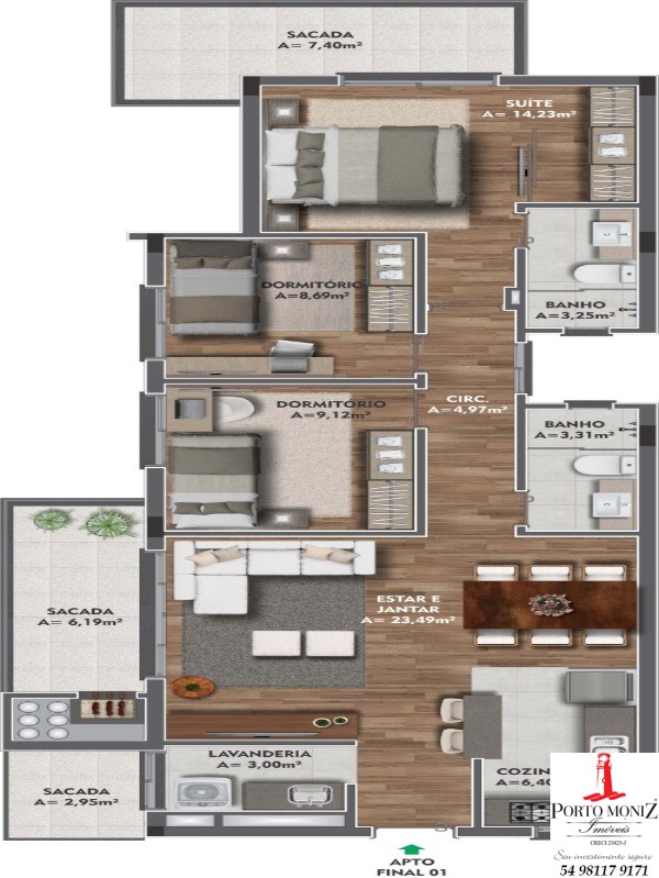 Apartamento à venda com 3 quartos, 110m² - Foto 3