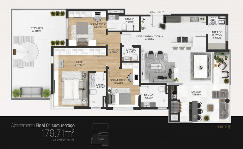 Apartamento à venda com 3 quartos, 137m² - Foto 8