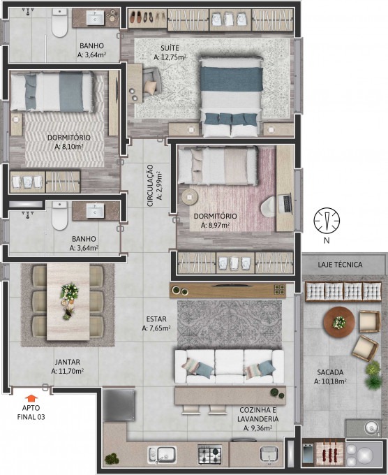 Apartamento à venda com 3 quartos, 89m² - Foto 14