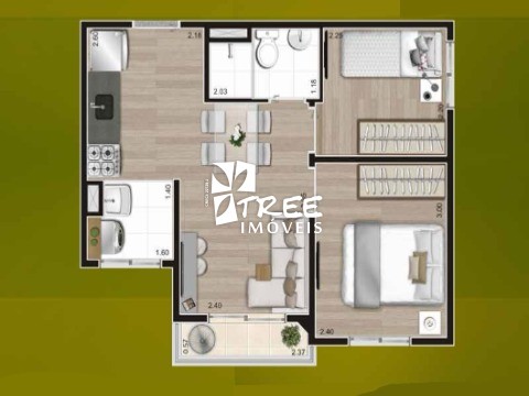 Apartamento à venda com 2 quartos, 37m² - Foto 2