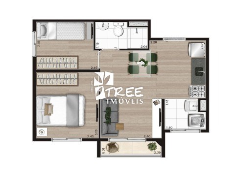 Apartamento à venda com 2 quartos, 38m² - Foto 2