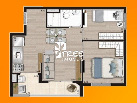 Apartamento à venda com 2 quartos, 43m² - Foto 3