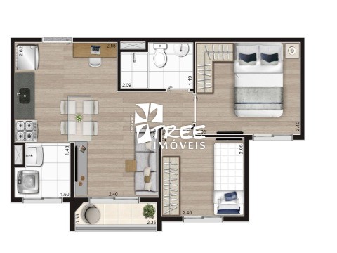 Apartamento à venda com 2 quartos, 38m² - Foto 3