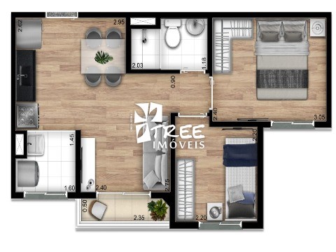 Apartamento à venda com 2 quartos, 37m² - Foto 3